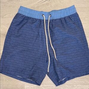 Fair Harbor Blue Wave Patterned Swim Shorts